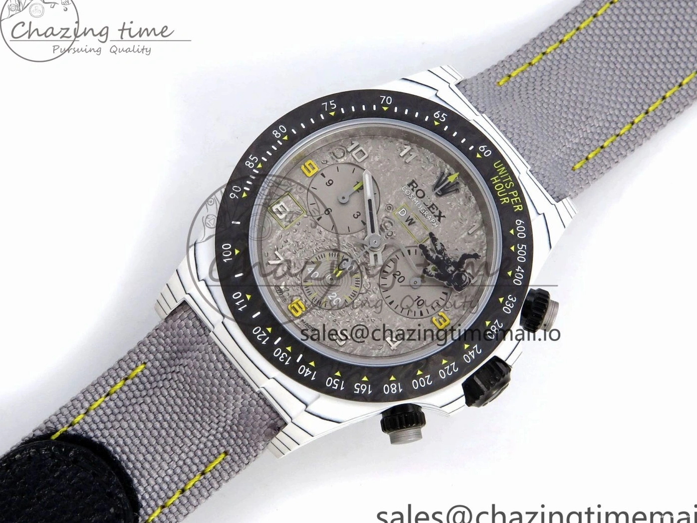 0505 Tailored Daytona DIW Space Mission Gray Textured Dial on Gray Nylon Strap A4130 Clone 1279